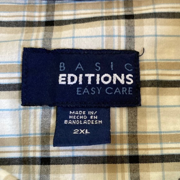 Basic Editions Blue and White Casual Button Down Shirt - Picture 2 of 5